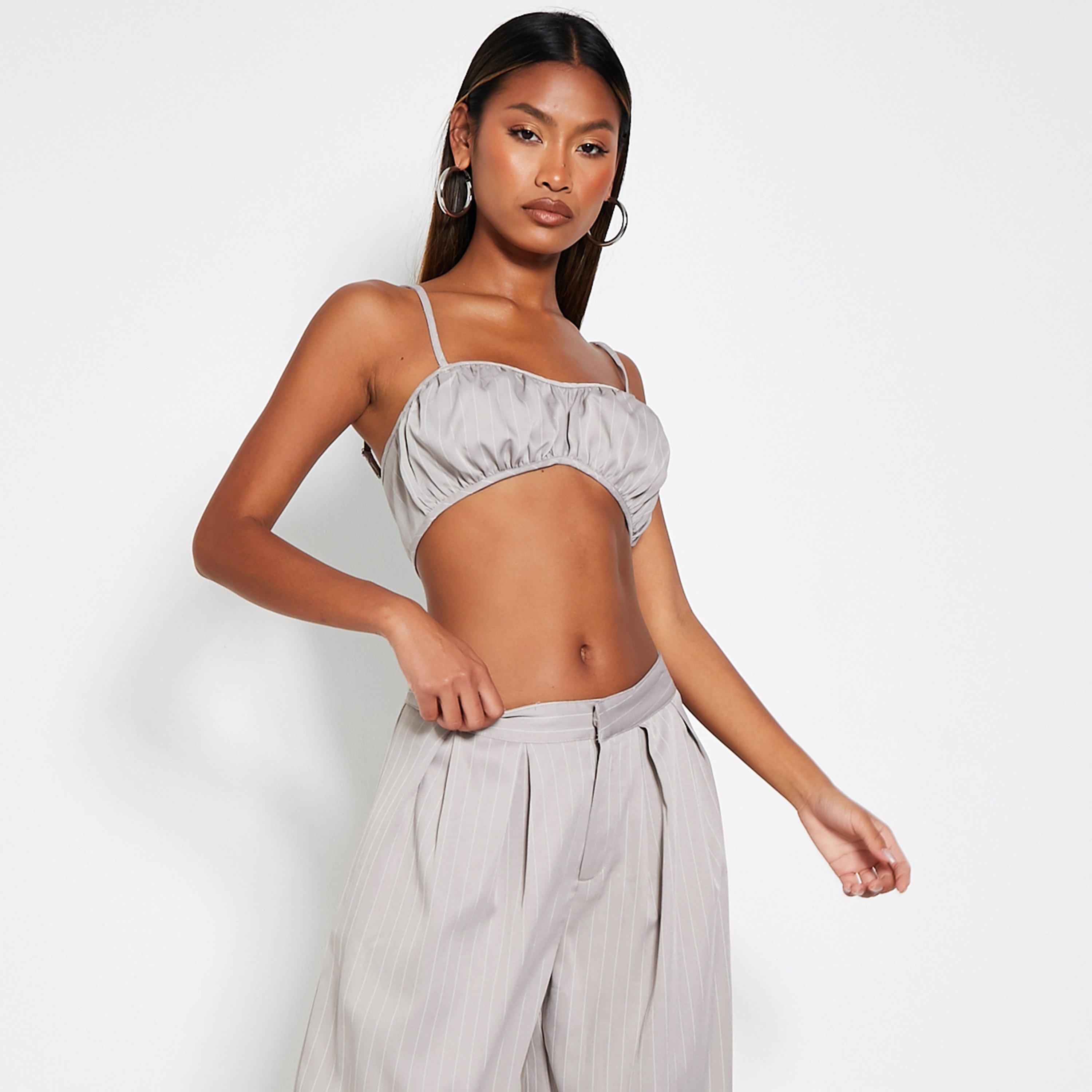 I Saw It First ISAWITFIRST Pinstripe Ruched Cami Bralet