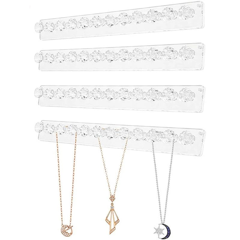 (34x3.5cm) Schmuckhalter Wand Hänge Organizer für Ringe / Ohrringe / Halsketten - Transparent