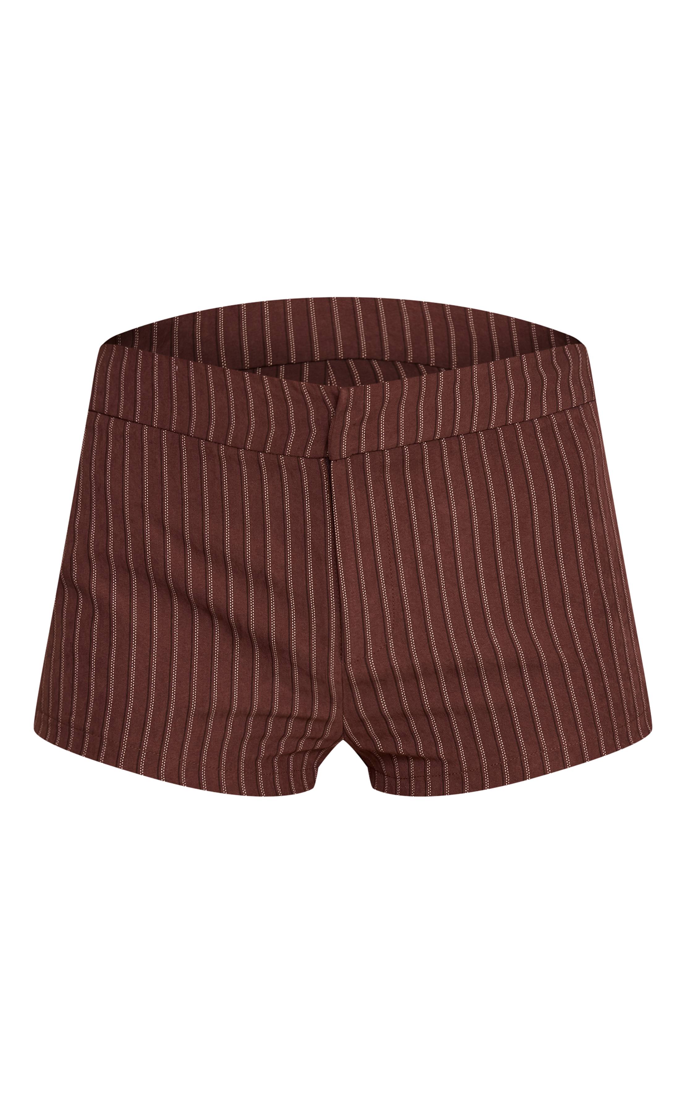 Chocolat Short Taille Haute Effet Peau De Pêche Coupe Ajustée