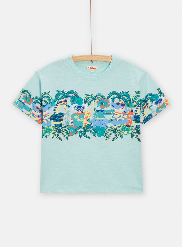 T-shirt bleu imprimé requin pour garçon