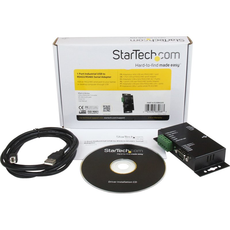 StarTech.com Adaptateur industriel USB vers série DB9 RS422 / RS485 à 1 port avec isolation