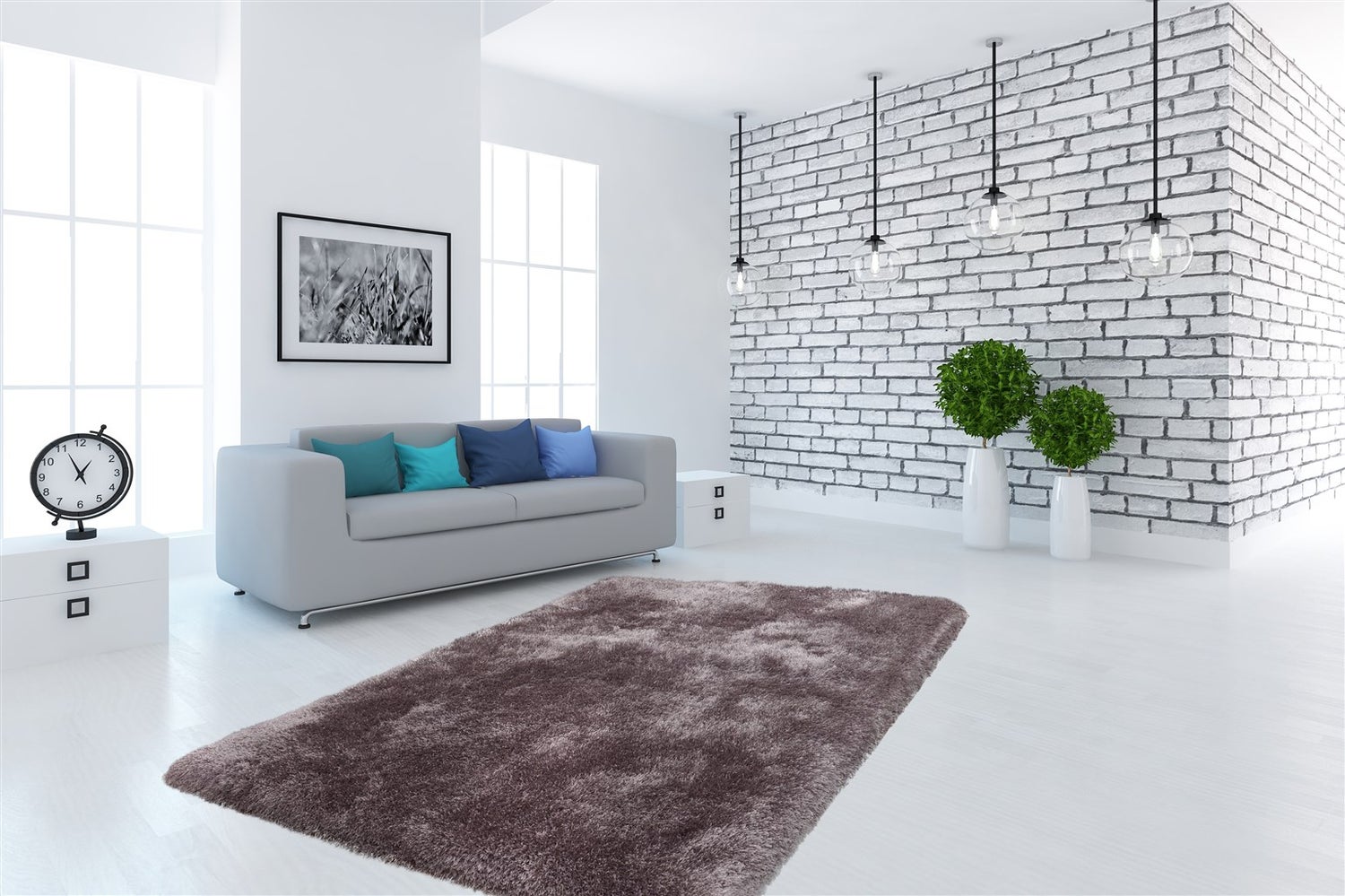 Velvique Silver Uni hoogpolig tapijt, handgetuft, 120 x 170 cm