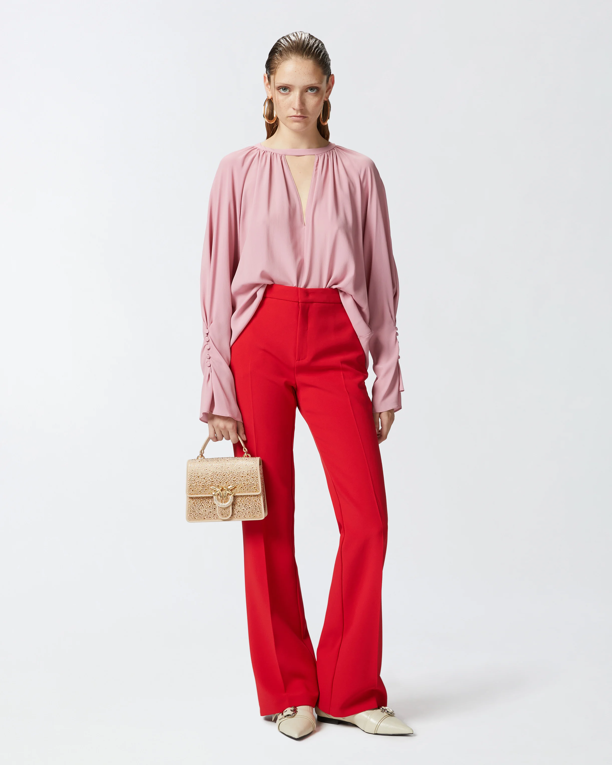 Pantalon taille haute | Rouge