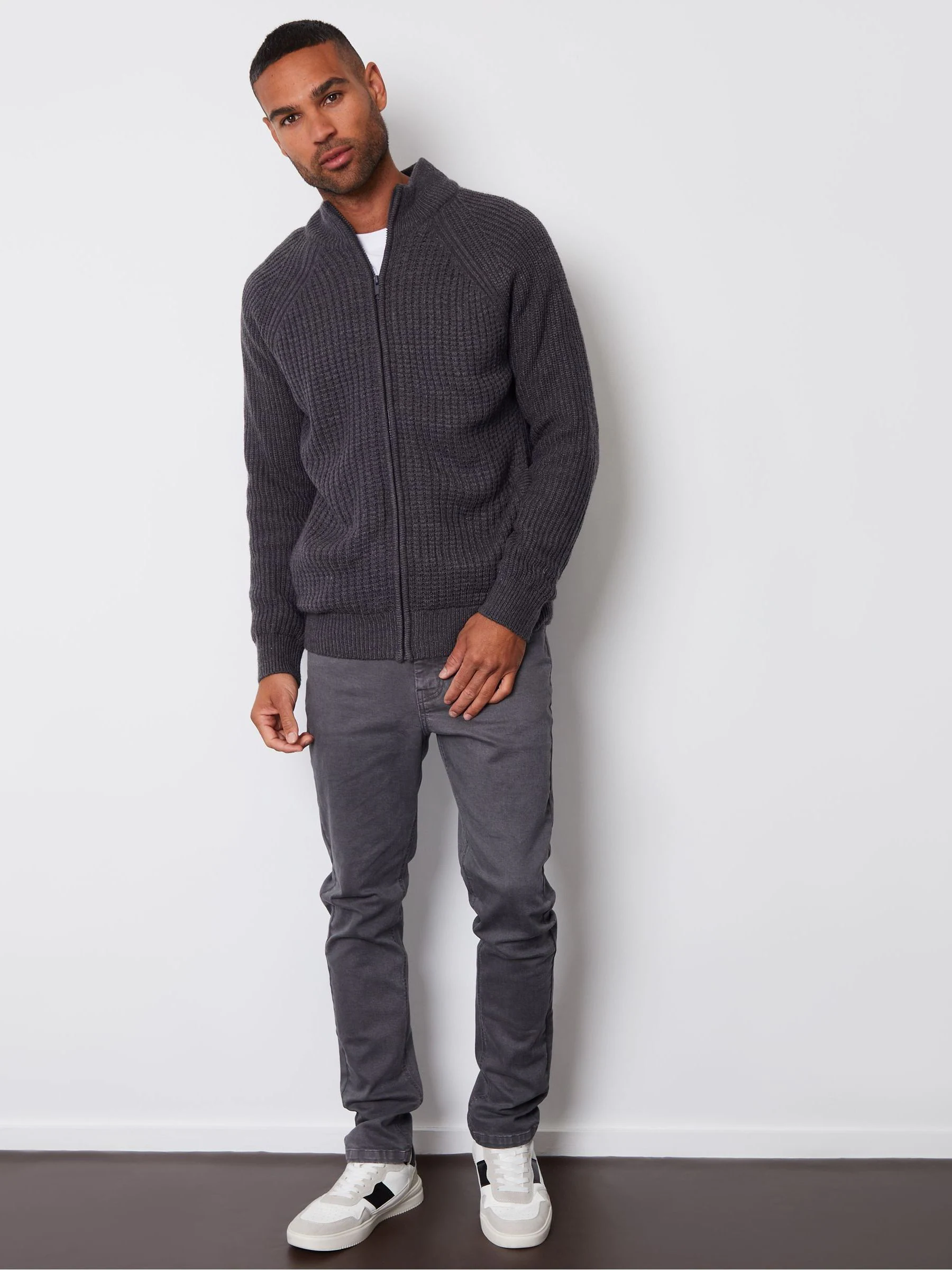 Grijs - Threadbare vest met rits en microfleece voering