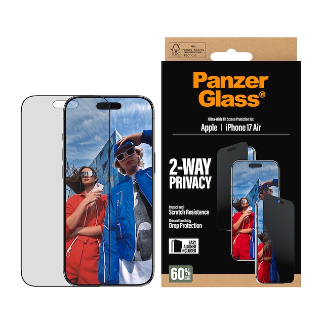 CARE by PanzerGlass Displayschutzglas »2-Way Privacy Ultra-Wide Fit Screen Protector« für Apple iPhone Air Displayschutzfolie, Schutzfolie, Bildschirmschutz, kratz- & stossfest