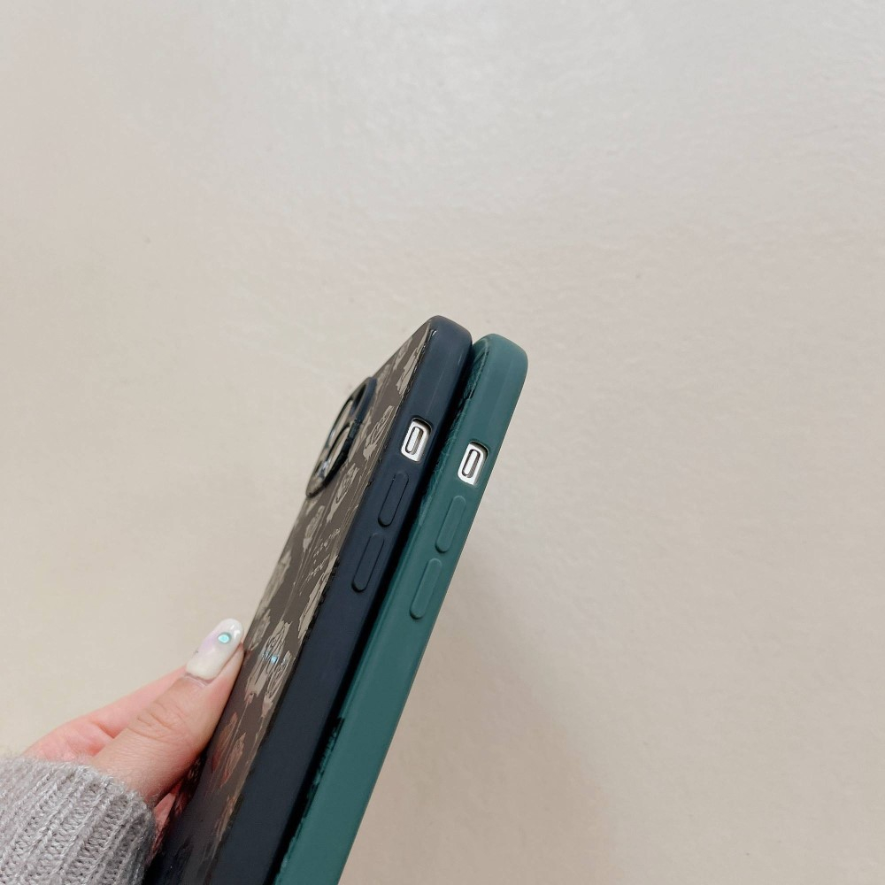 iPhone 14 Gummi Case Hülle Kameraschutz Rosen Imprint - Schwarz