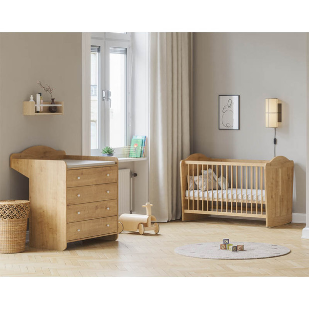 Chambre DUO lit 60x120 Commode MEGEVE Chêne - VOX
