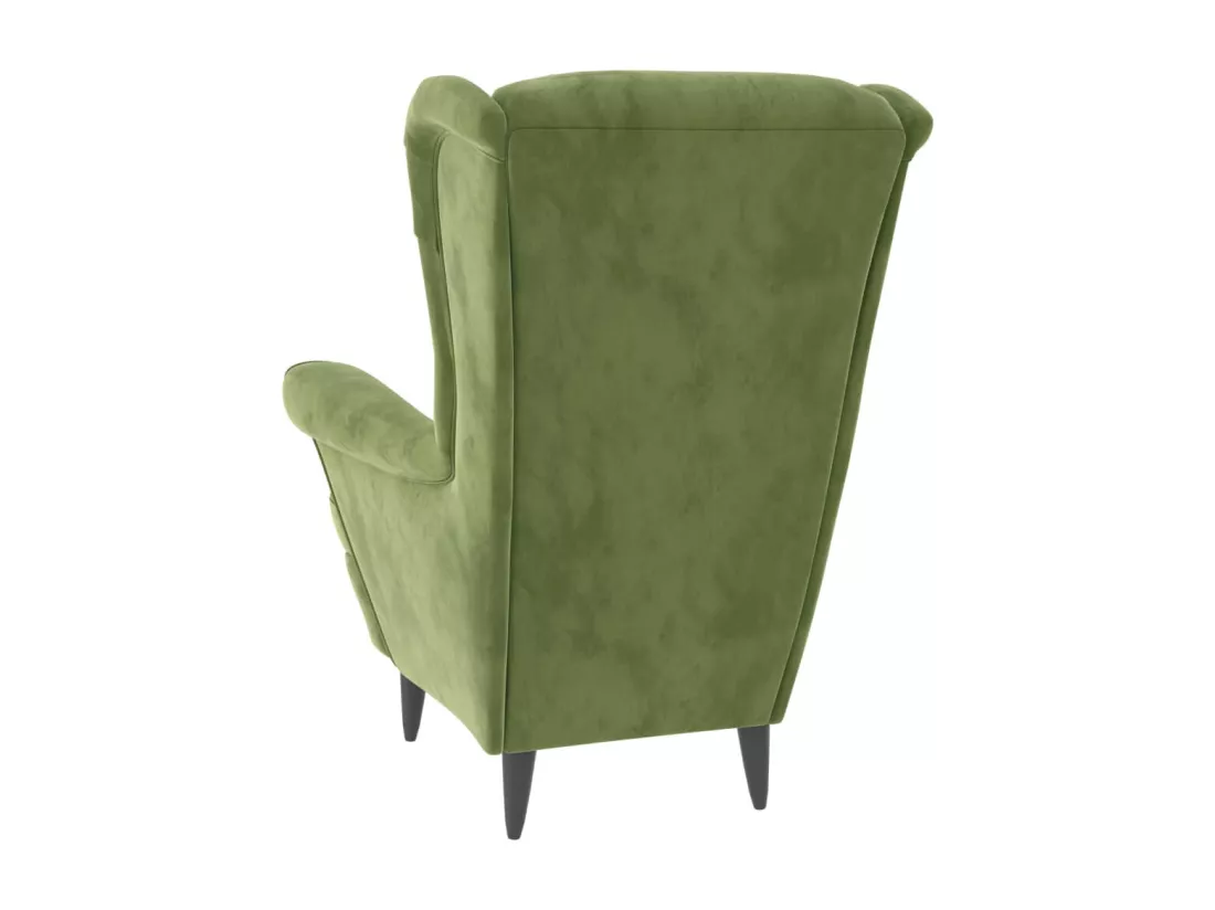 Fauteuil à oreilles avec tabouret vert clair velours