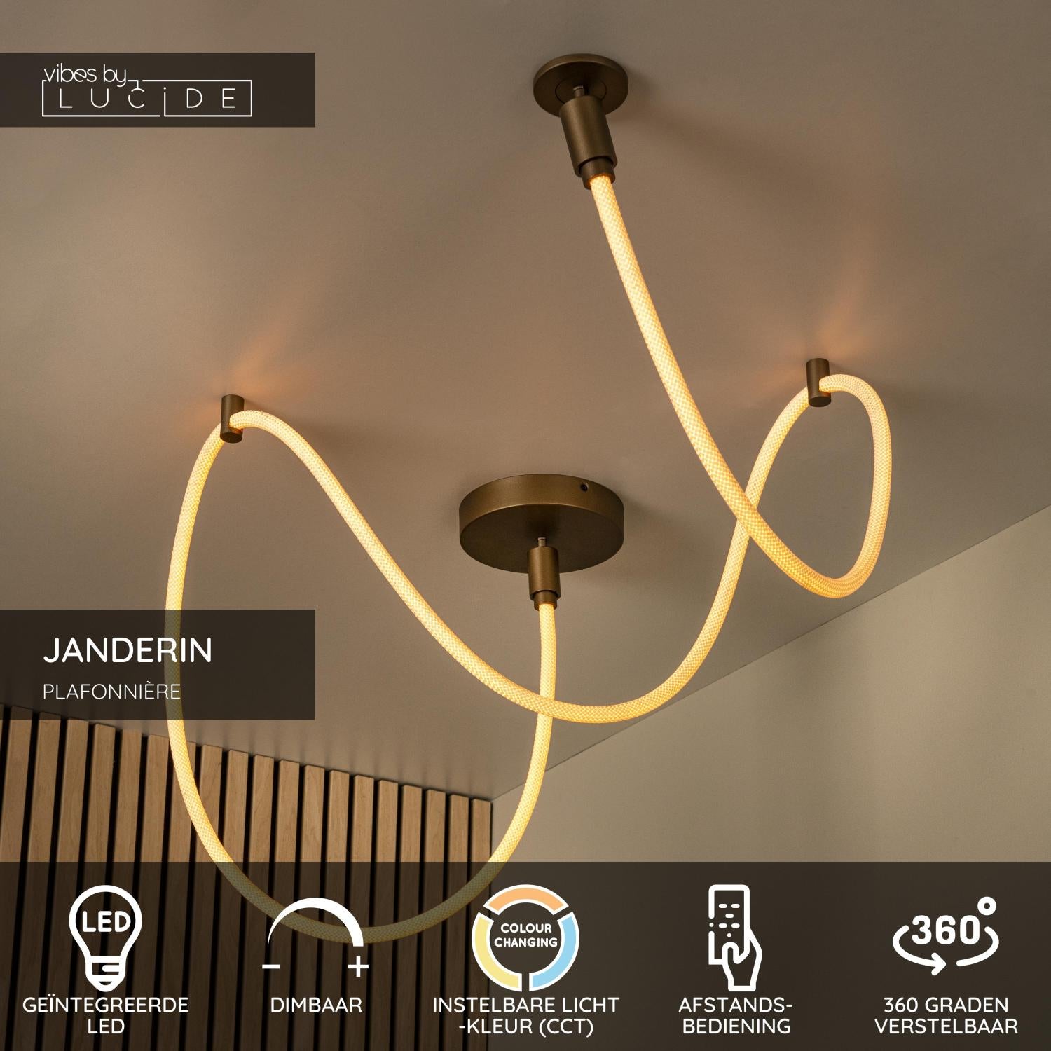 Lucide JANDERIN PlafonniÃ¨re - Champagne kleur