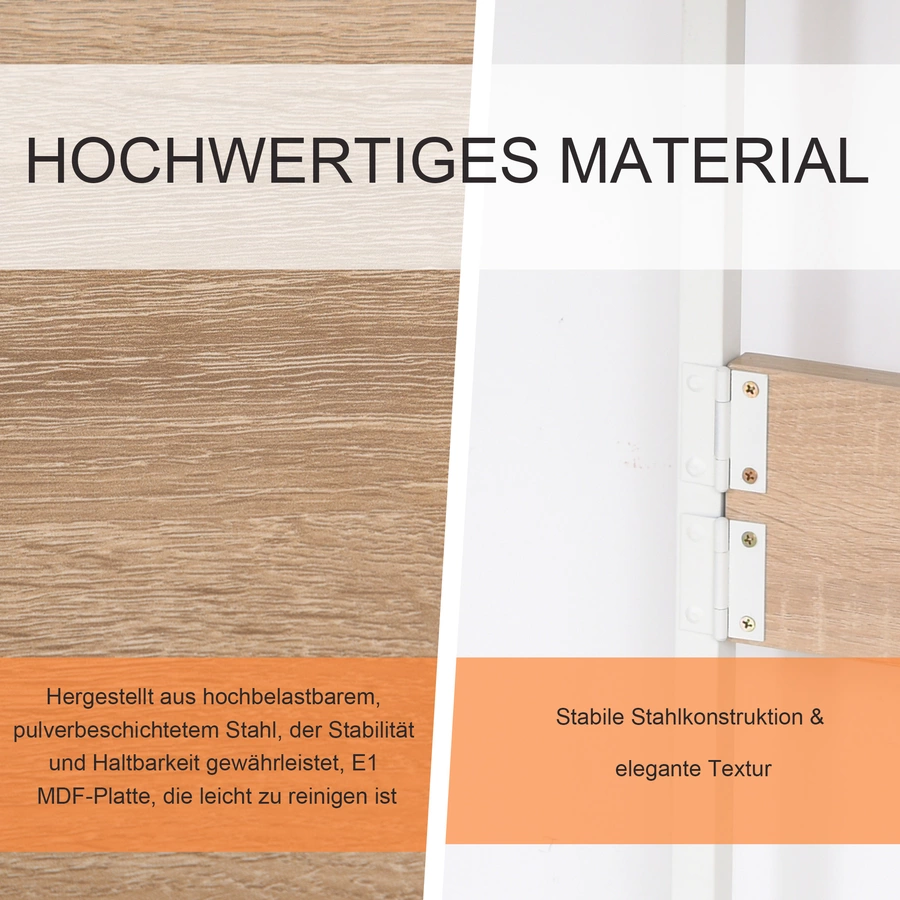 HOMCOM Schreibtisch einklappbar und auf Rollen natur, weiß