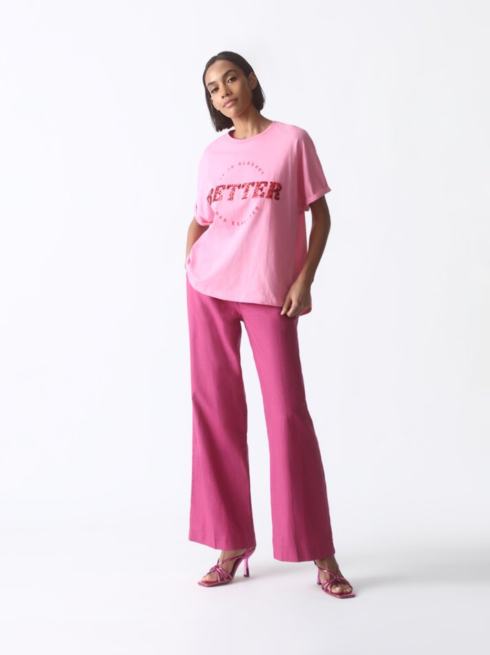 Camiseta básica estampada - Rosa