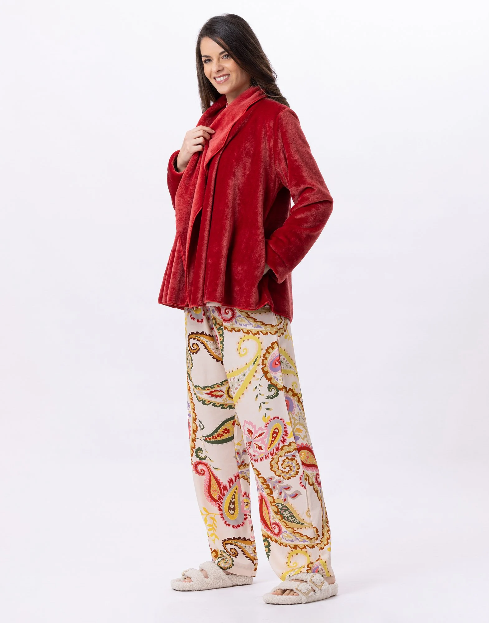ESSENTIEL 873 - Veste en peluche flanelle | Rouge