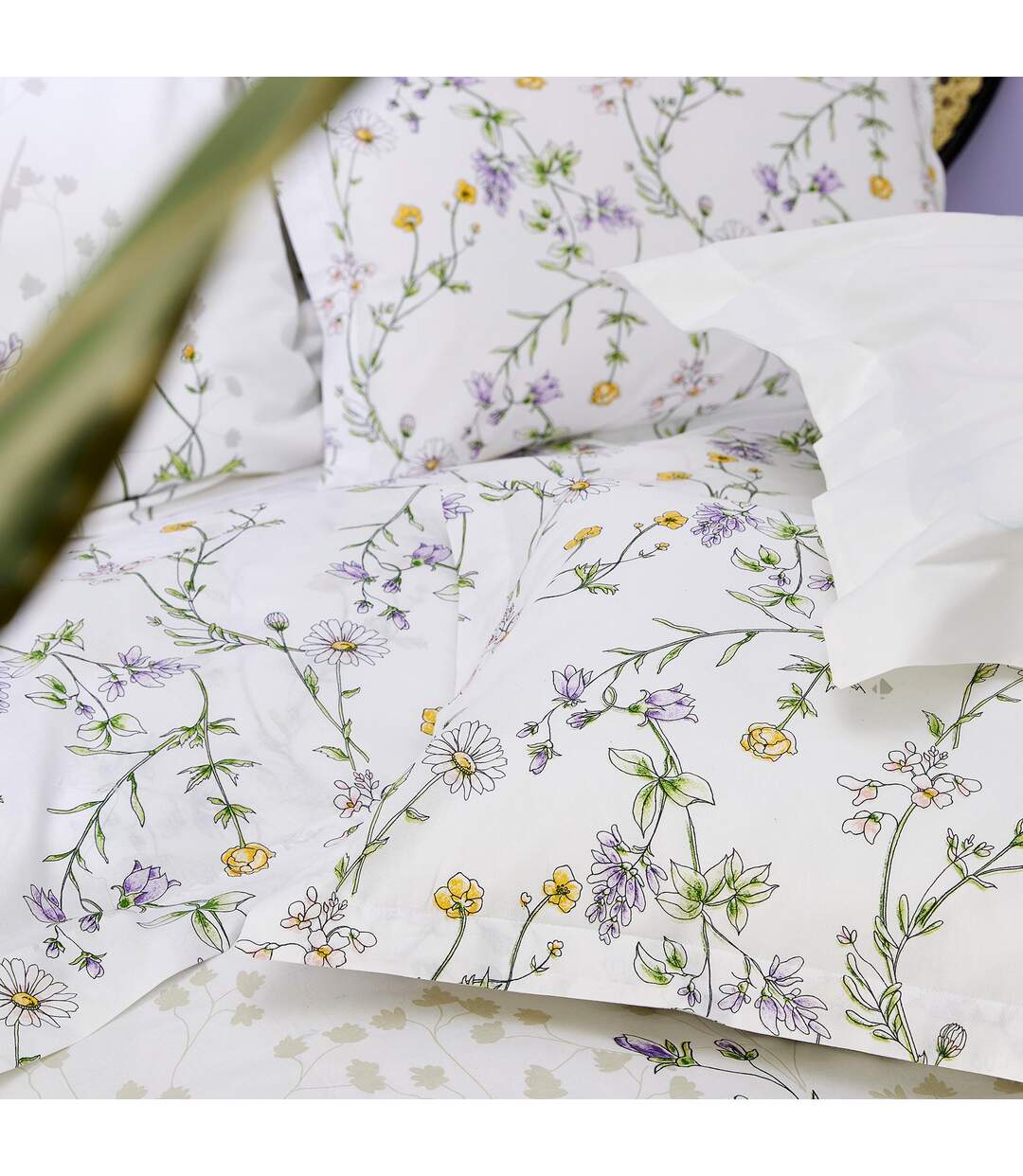 Drap plat 280x310 cm coton FOLIFLORA Blanc