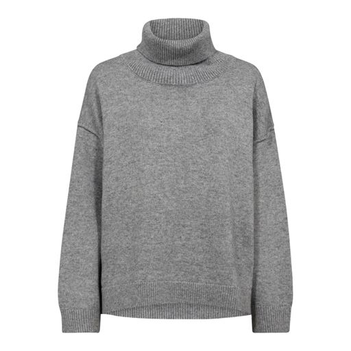 Co'Couture MajaCC Slit Roll Neck Striktrøje, Grey Melange, L