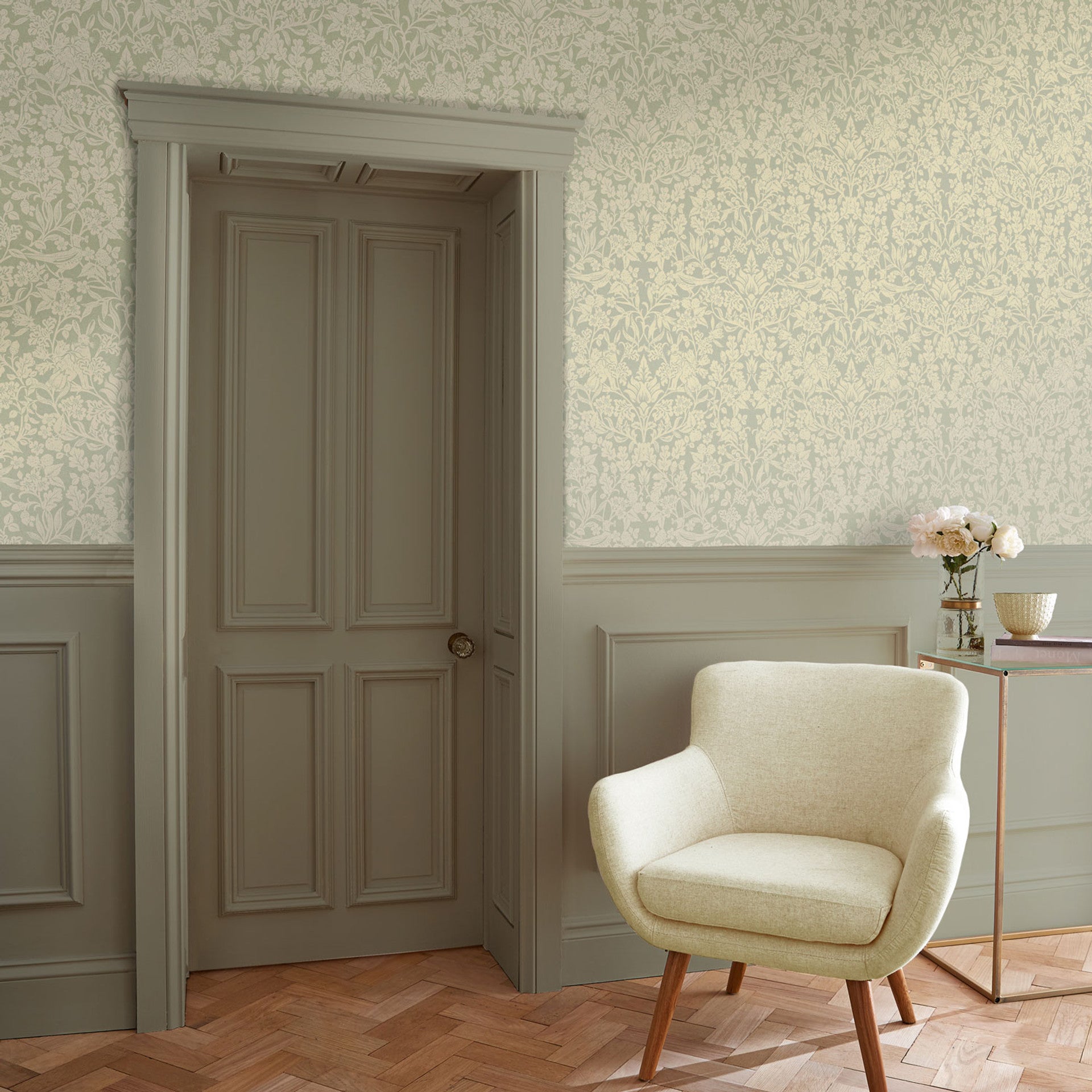 Graham & Brown Vliesbehang - Hartley Damask Sage