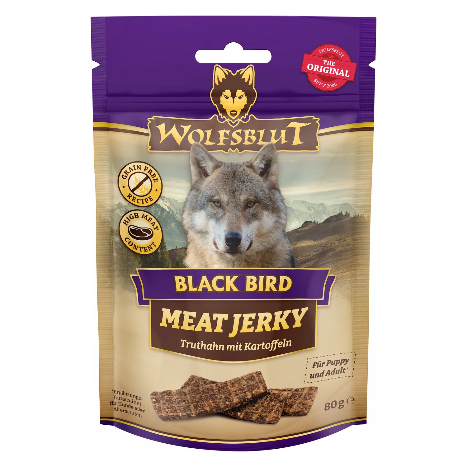 WOLFSBLUT Hundesnack Meat Jerkys - 80g - Truthan