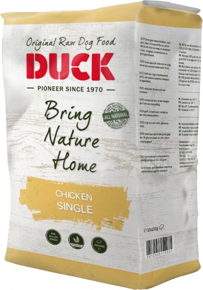 Duck diepvries hondenvoer Single kip 1kg