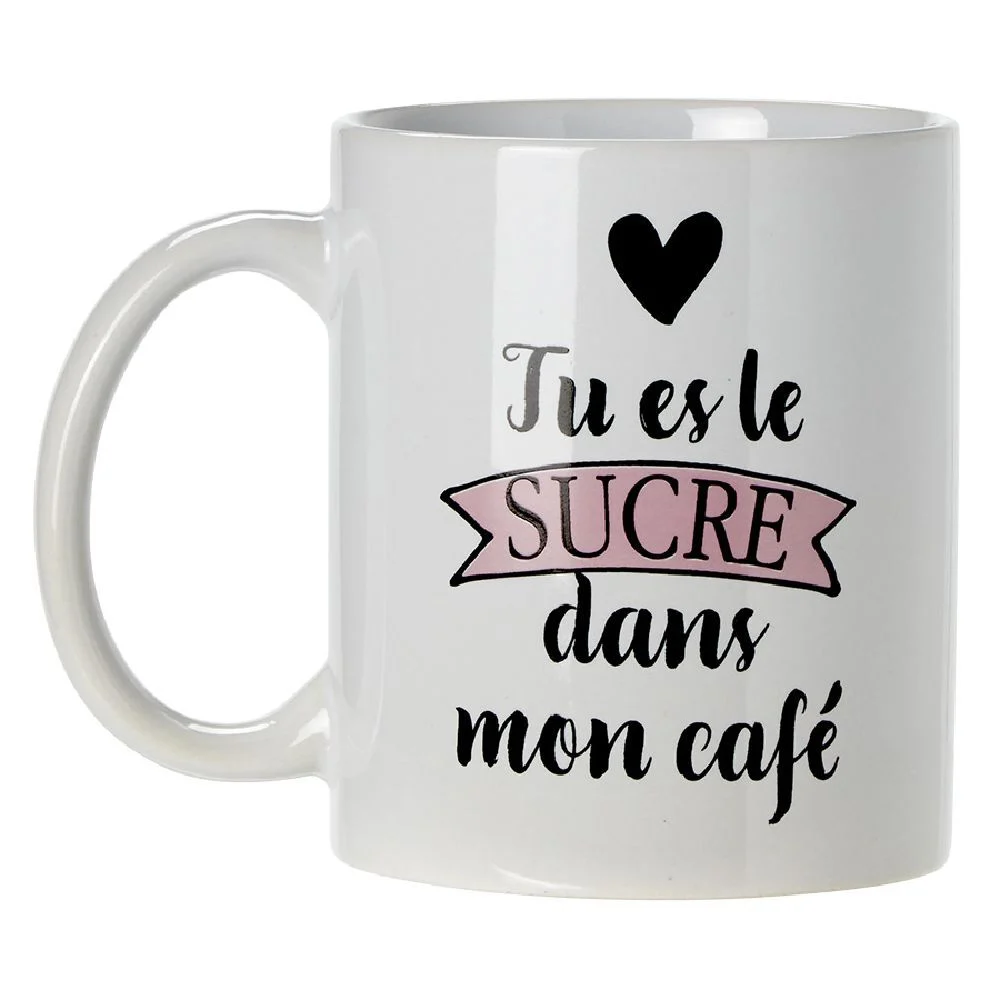 Mug imprimé message humour amour sucre ou rosé
