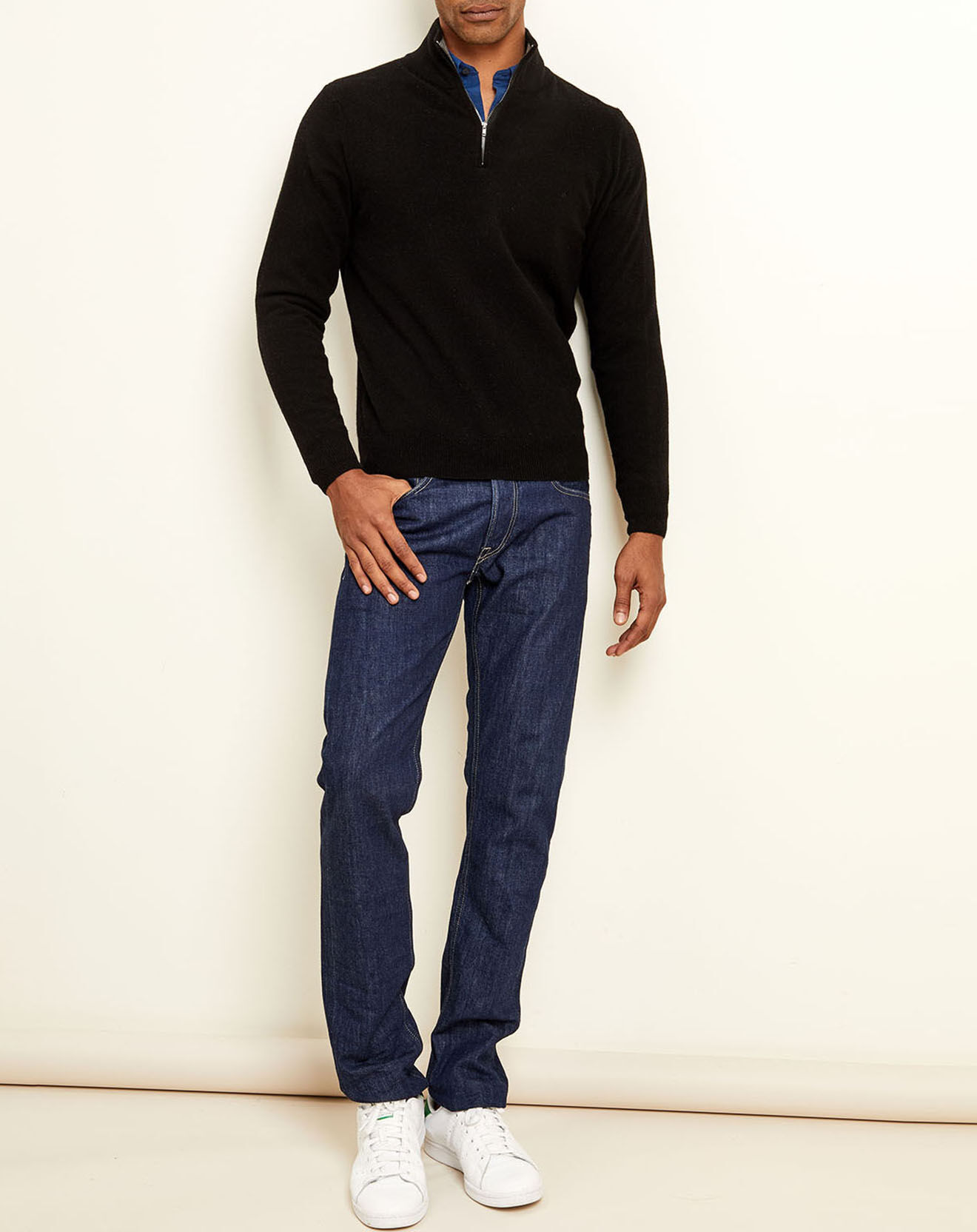 Uverny Pull 100% Cachemire col camionneur Bombay noir/gris