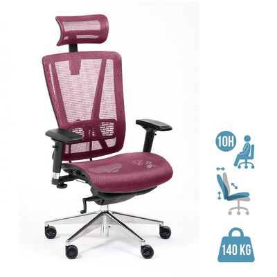 Fauteuil de bureau VASEAT - accoudoirs réglables - appui-tête intégré - rouge