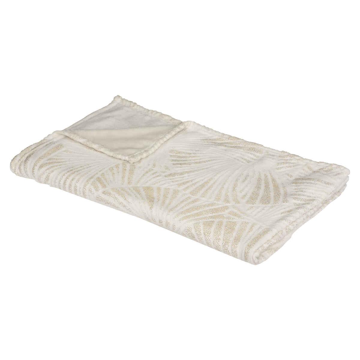 PLAID FLANEL 3D DORE IVOIRE 125X150CM