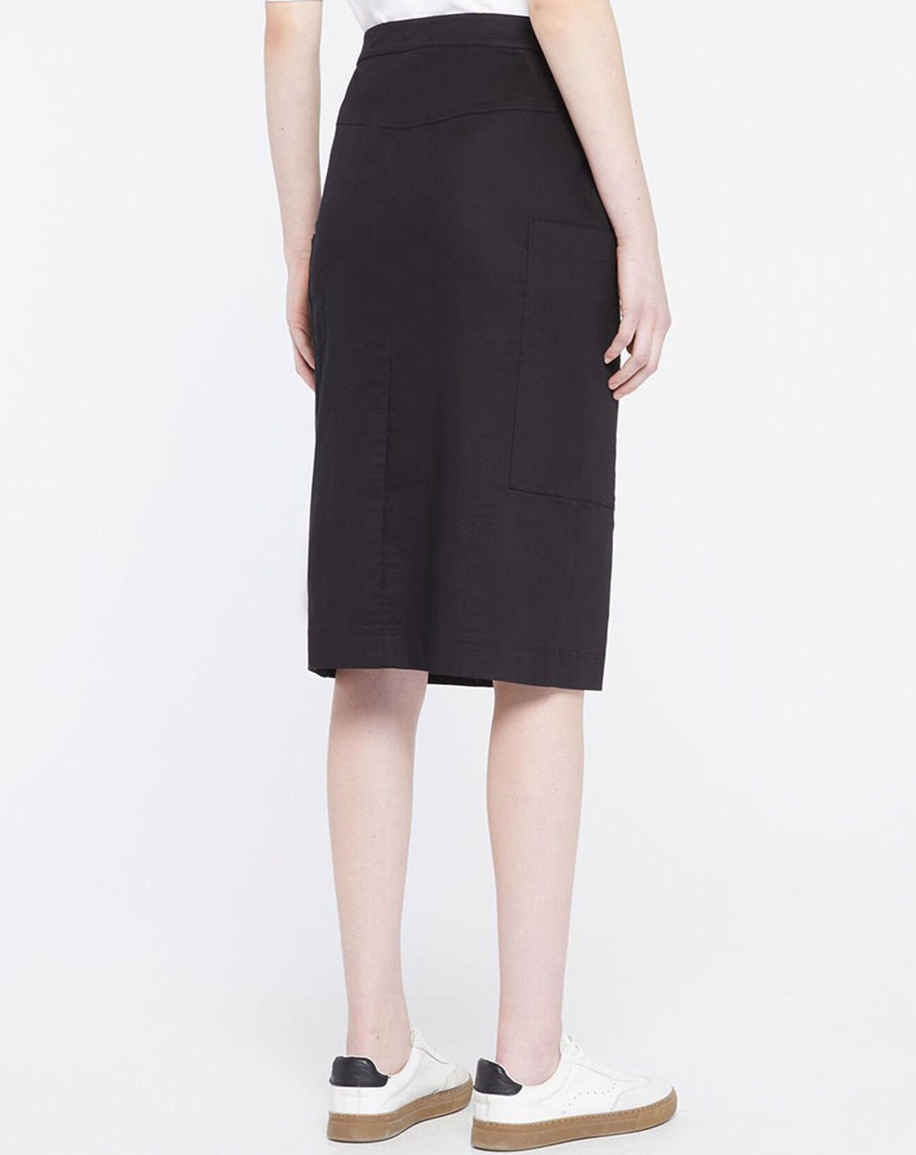 Galeries Lafayette Jupe droite Cacao Twill noire