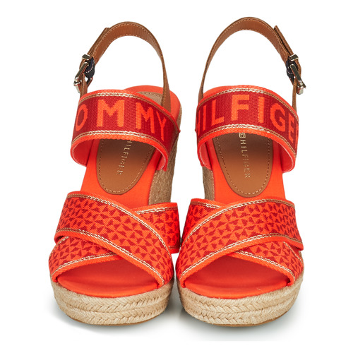 Tommy Hilfiger - TOMMY WEBBING HIGH WEDGE SANDAL - Orange