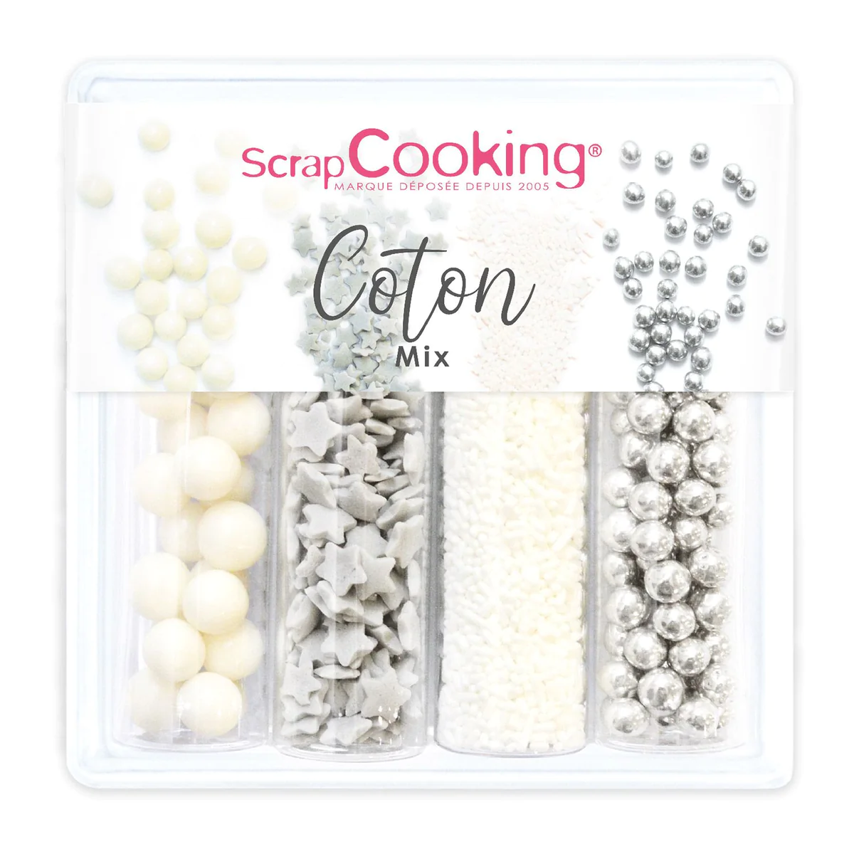 Mix de décors sucrés - gris, argent et blanc Scrapcooking