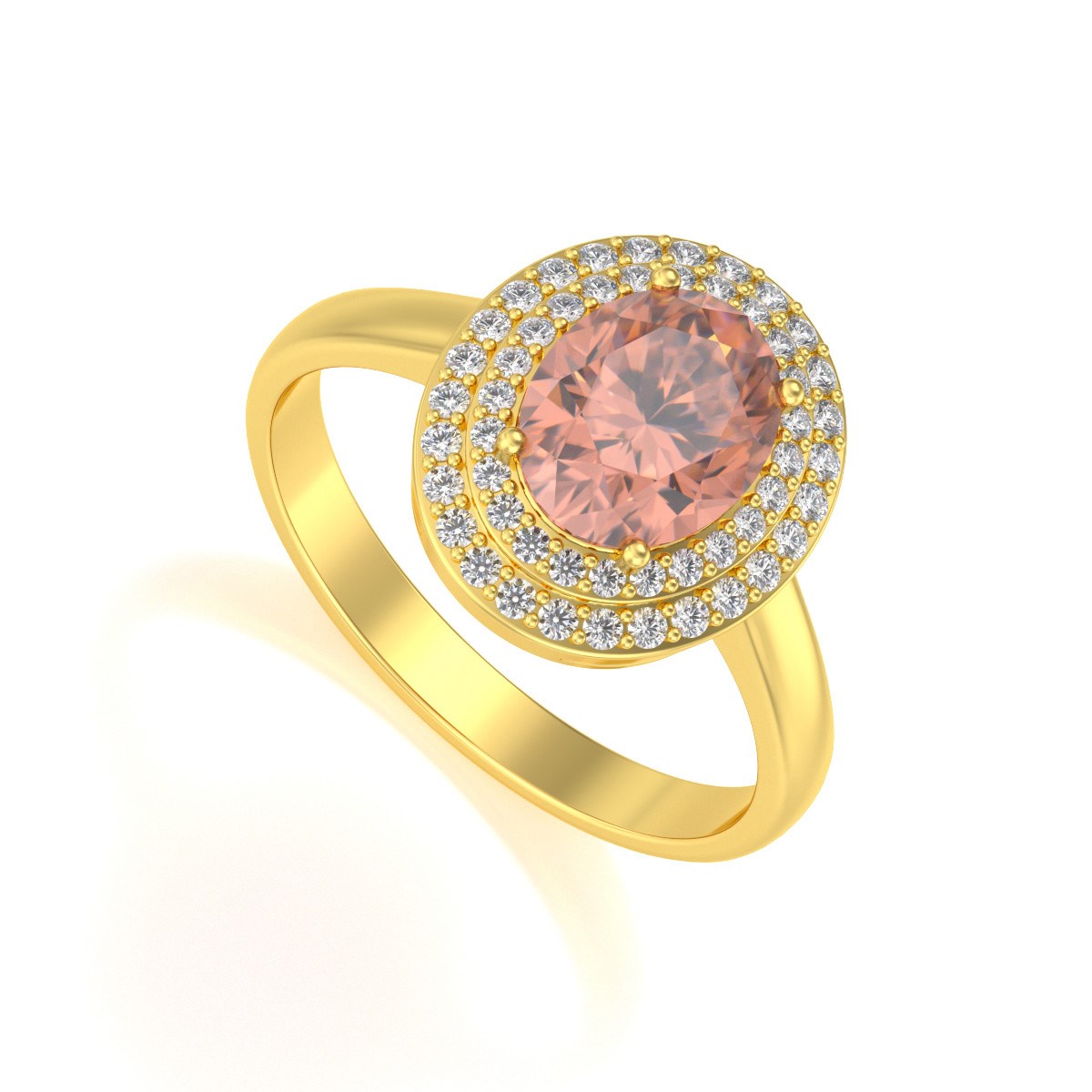 Bague Or Jaune 750 & Émeraude | 51 Diamants en Double Rang - Aden