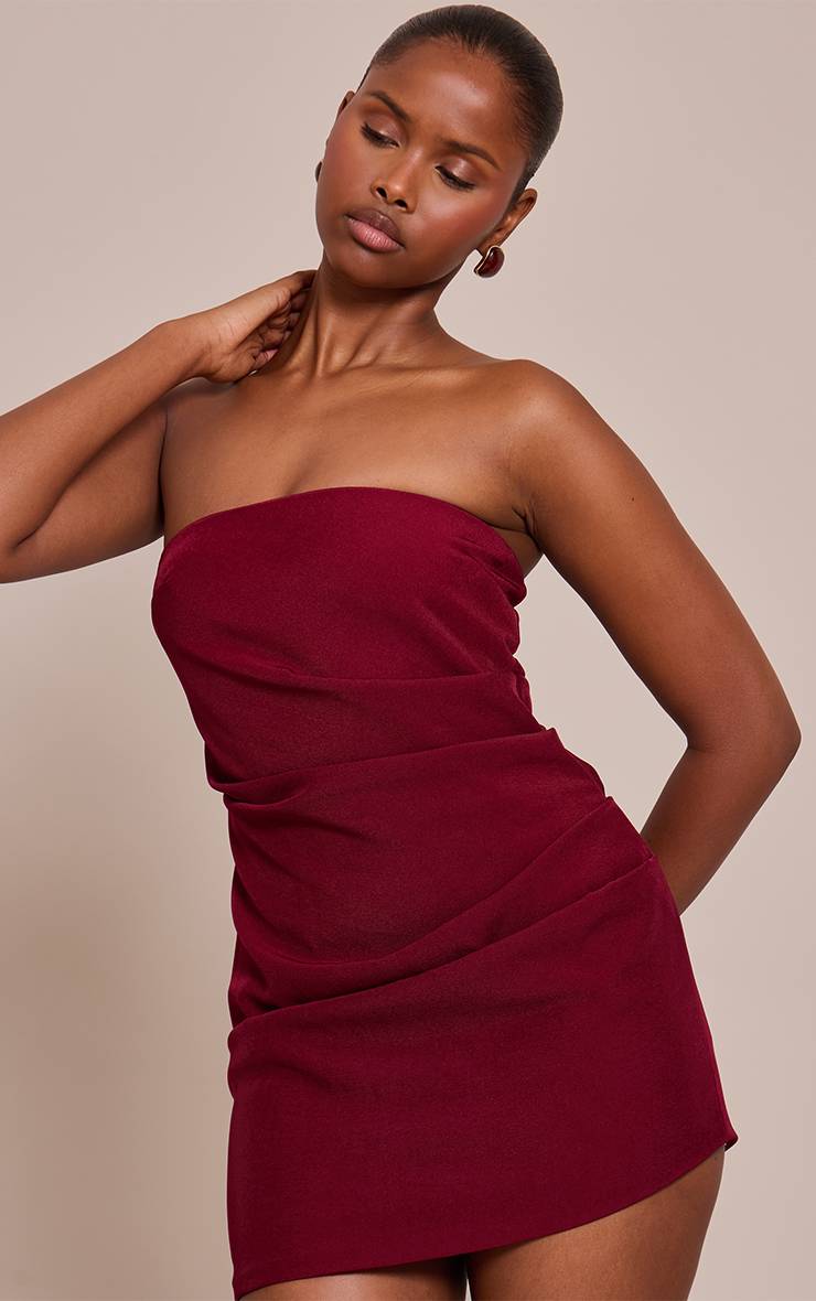 Prune Robe Mini Bandeau Froncée