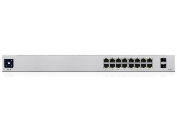 Ubiquiti UniFi Switch USW-16-POE - Switch - Administreret - 16 x 10/100/1000 (8 PoE )   2 x Gigabit SFP (uplink) - desktop, monterbar på stativ - PoE  (42 W)