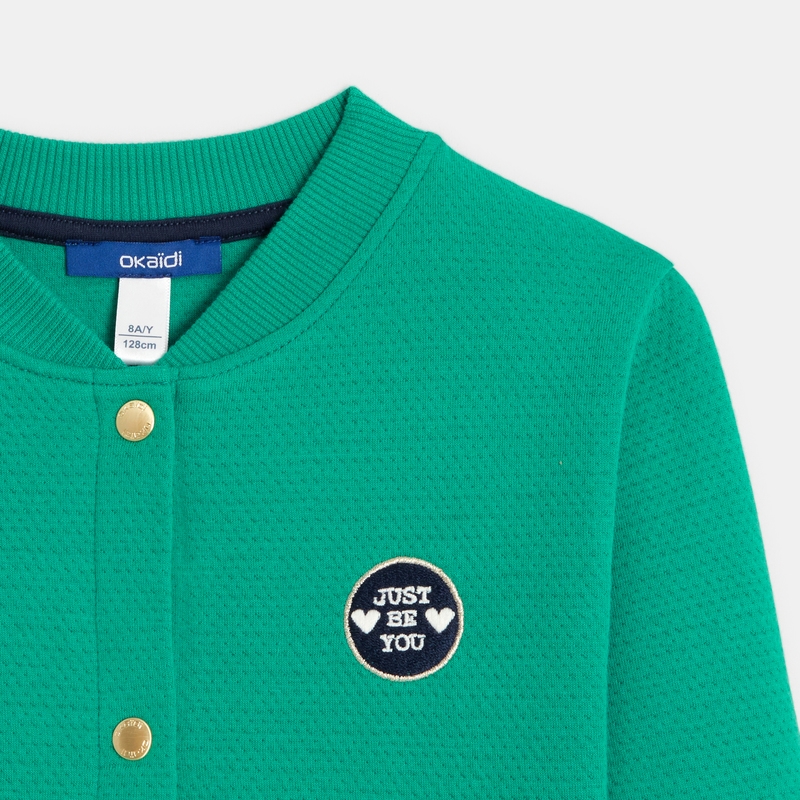 Sweat Teddy en molleton vert fille