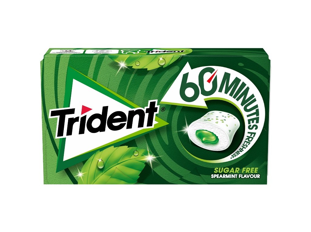 PASTILHAS S/ACUCAR TRIDENT 60 MIN SPEARMINT 22G