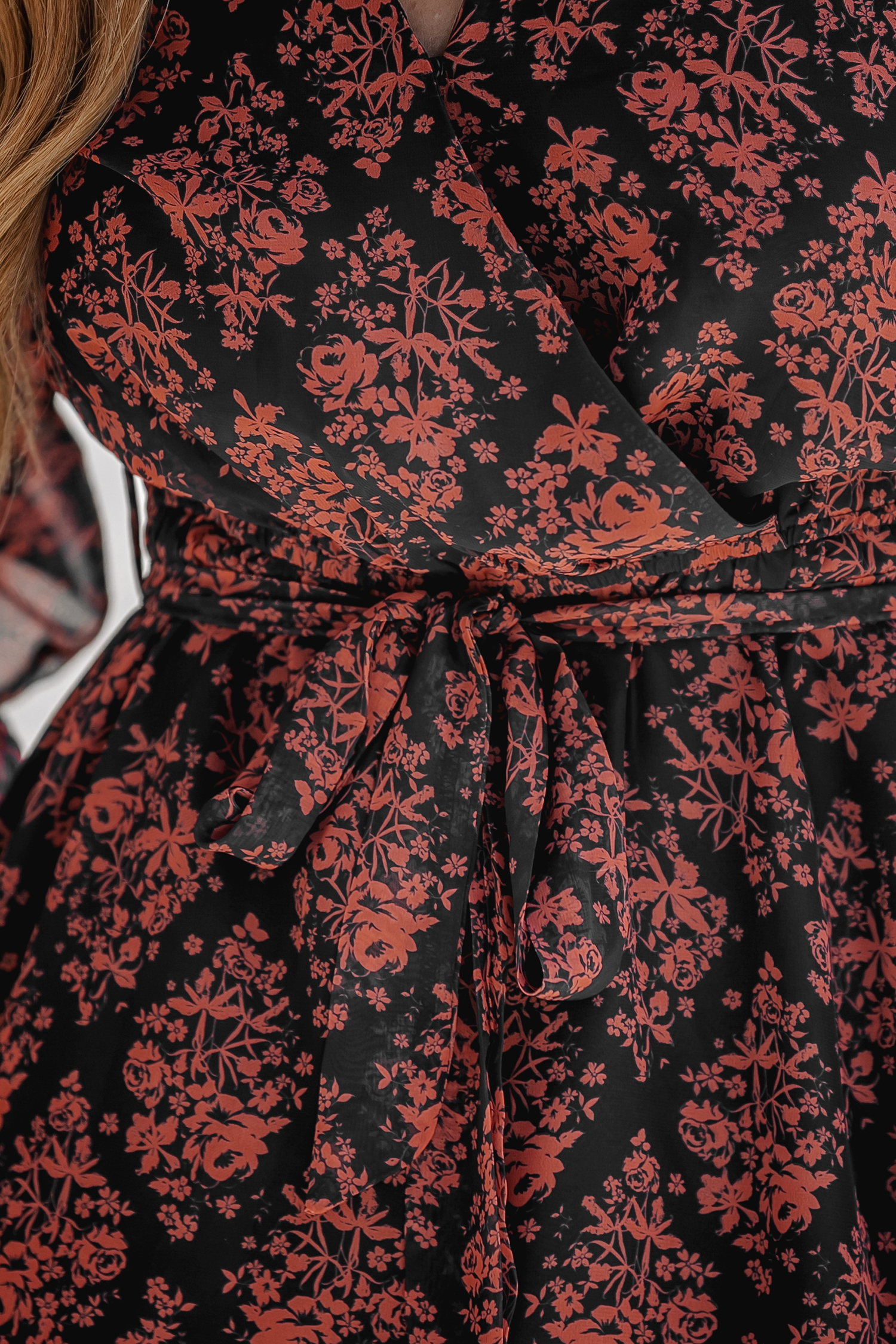 Robe mini avec ceintures et à imprimé floral rétro