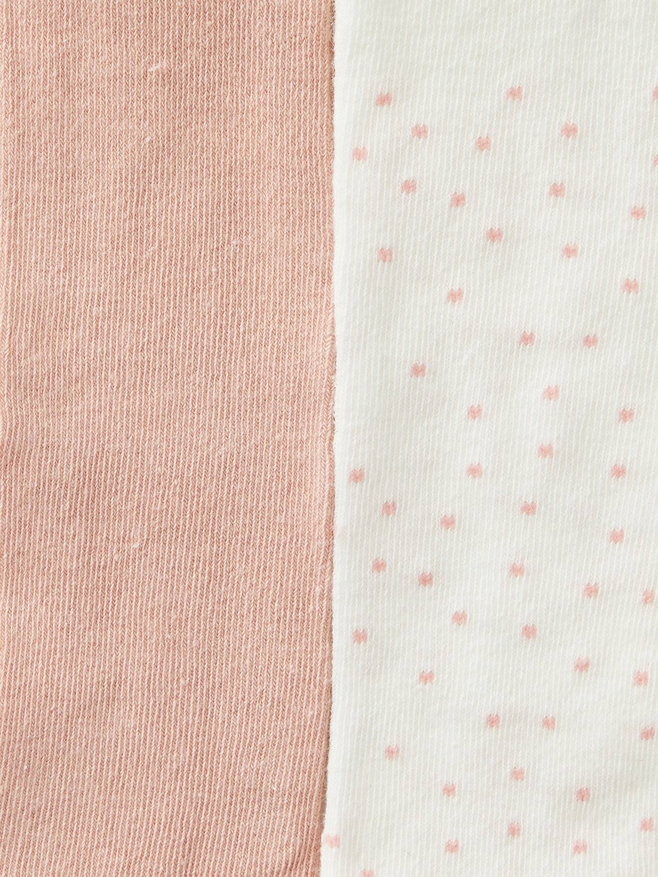 Pacote com 2 pares de meias-calças lisas/de bolinhas para bebê menina, cor rosa.