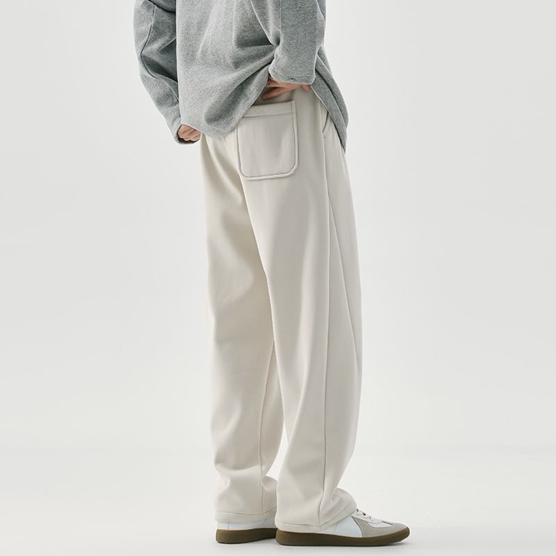 Nataro - Mid Rise Plain Straight Leg Sweatpants