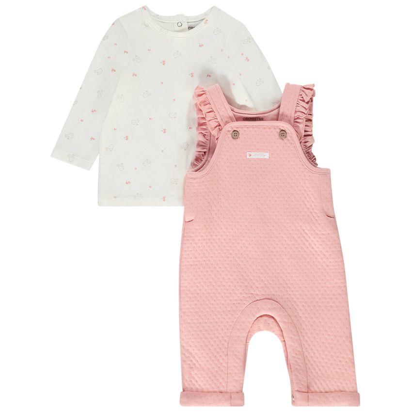 Ensemble 2 pièces avec salopette pour bébé fille - Multicolore