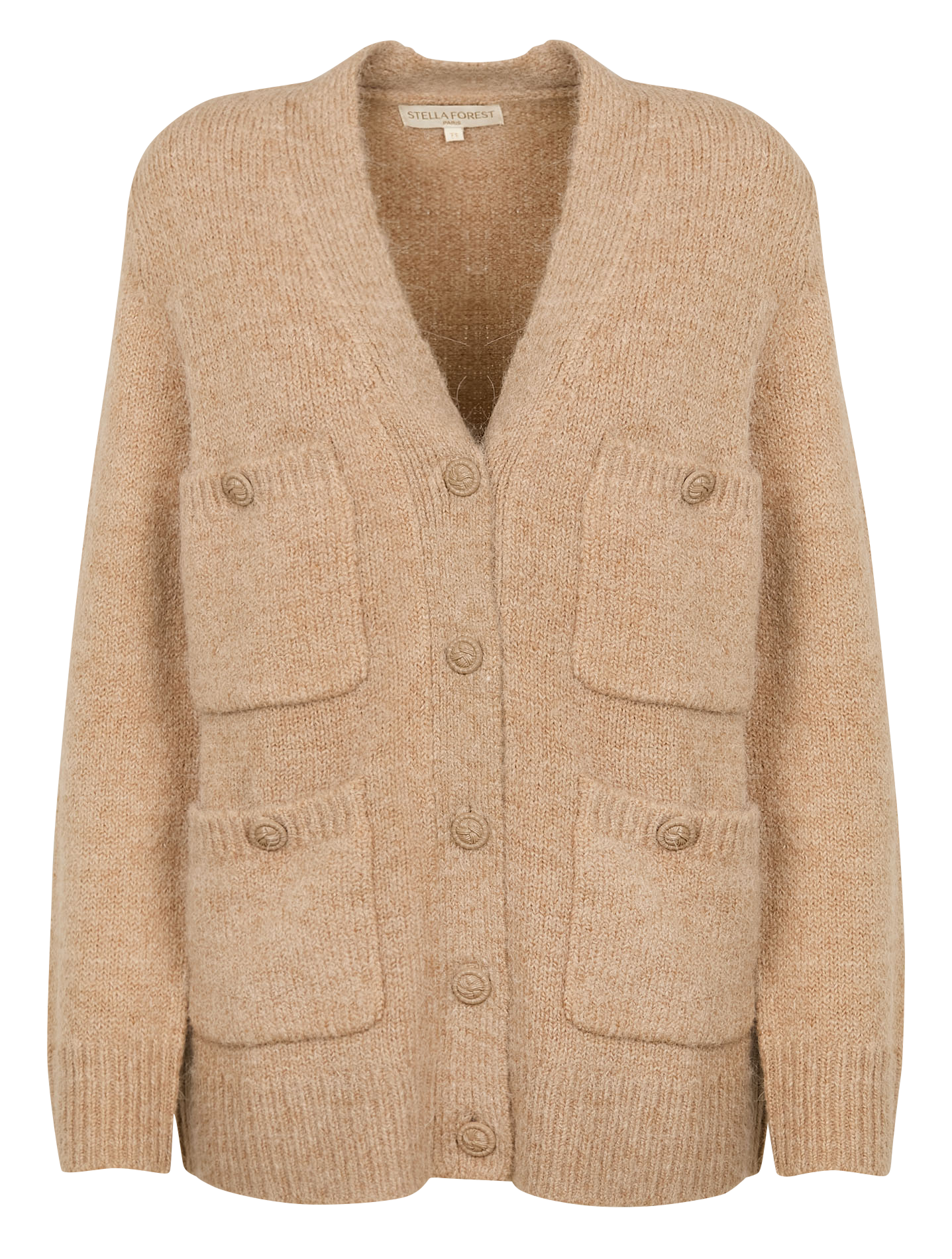 LLIONA - Gilet long oversize à col V | Beige