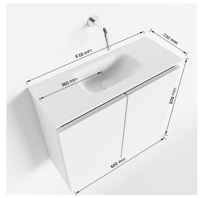 Mondiaz Ture 60cm toiletmeubel urban met wastafel urban midden geen kraangat