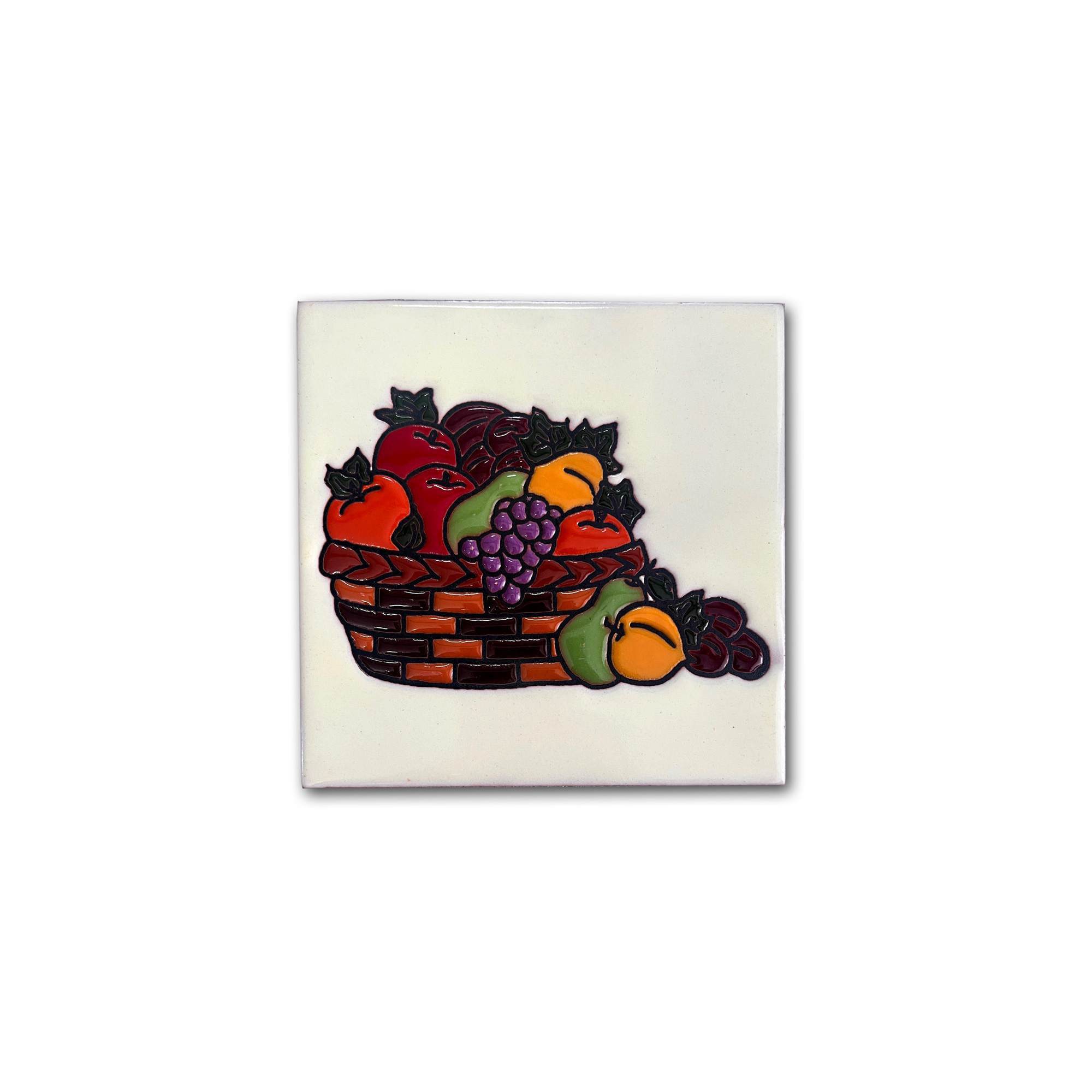 Reliefkachel 'Obst', weiß-multicolor, H 15 cm, B 15 cm von fischer's lagerhaus