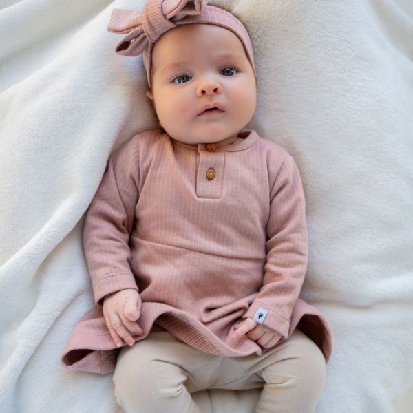 Klein Baby Jurk Rib - Maat 50 - Fawn
