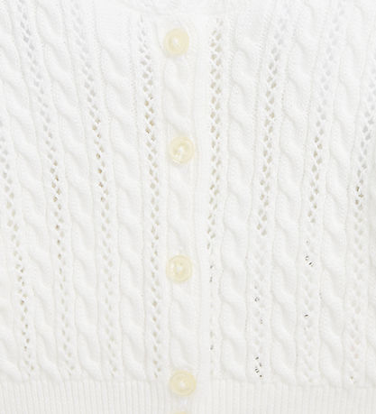 Polo Ralph Lauren Cardigan - Cropped - Strik - Hvid m. Hulm?nste