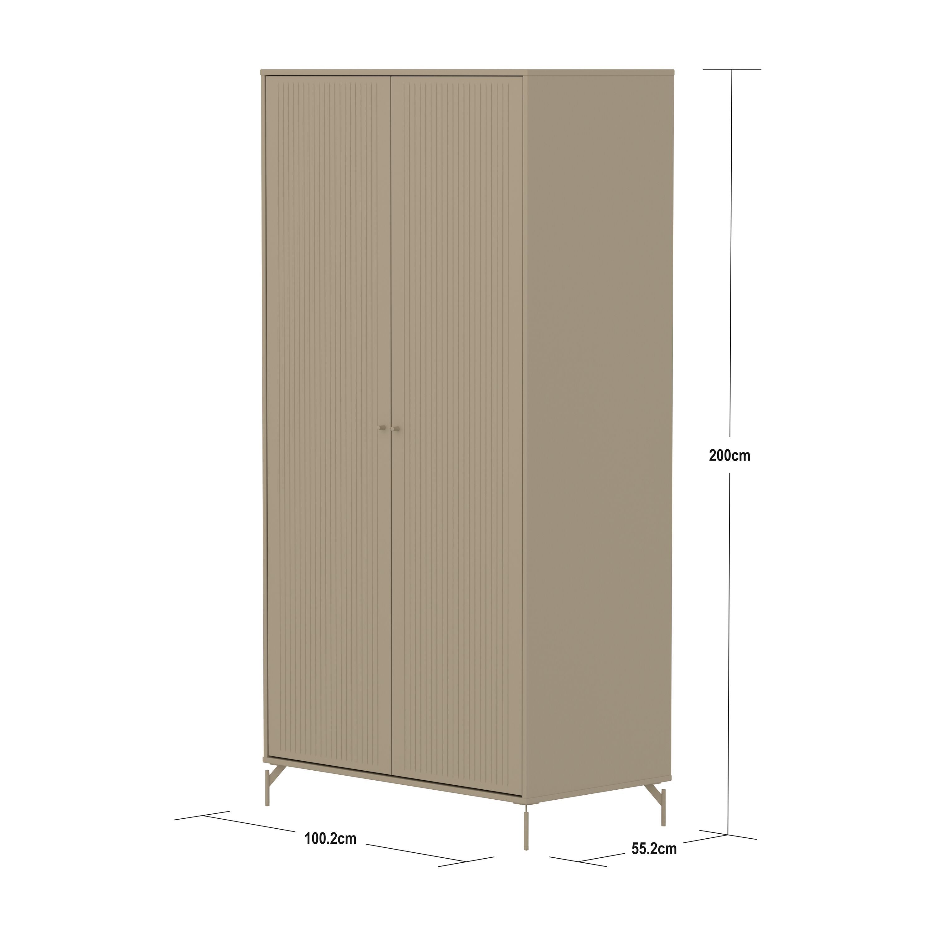 SAGA Schrank groov front oat mit oat Füs - Oat / B: 100.0 cm x T: 55.0 cm x H: 200.0 cm