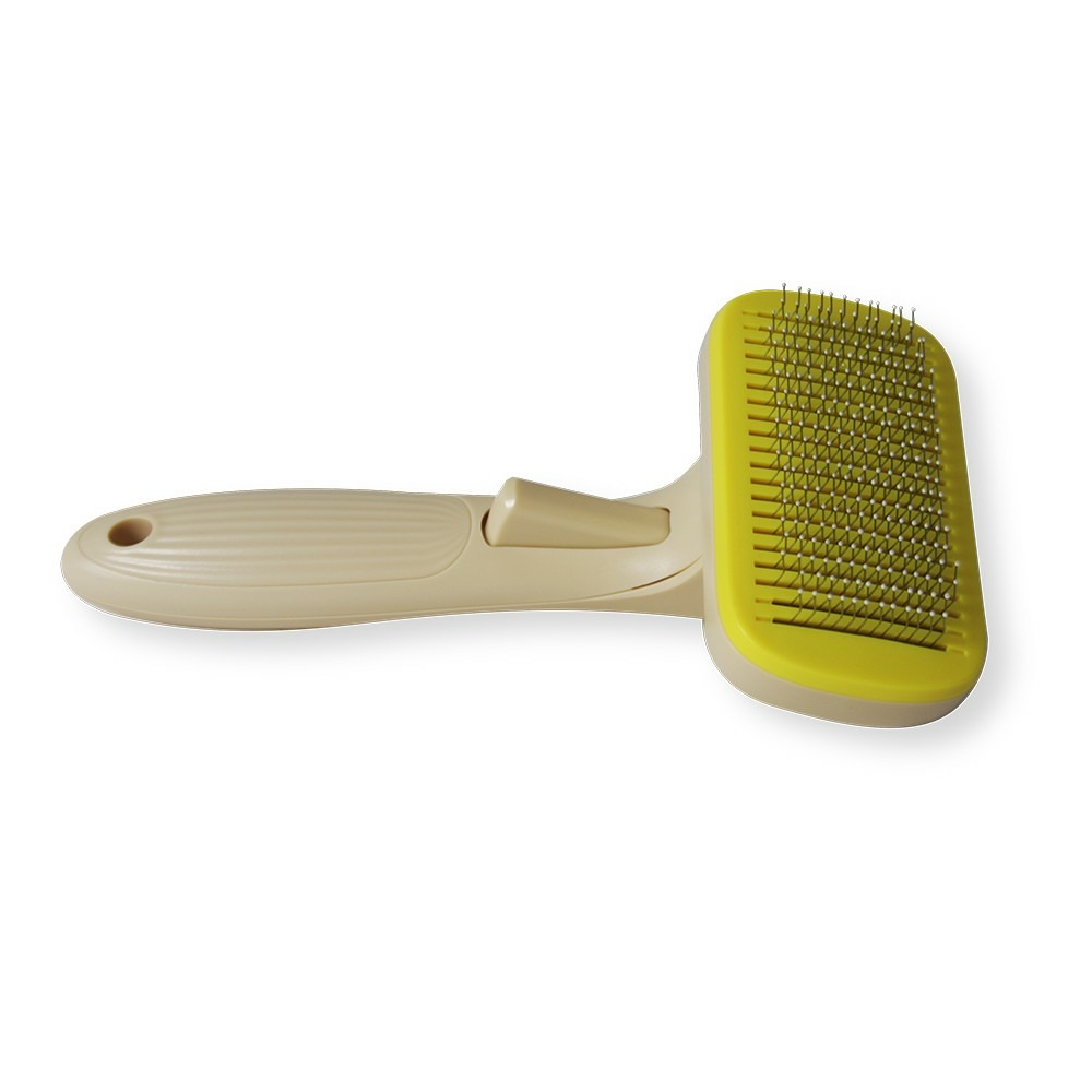 Brosse auto-nettoyante pour chats de , manche ergonomique, picots protégés et couvercle de protection