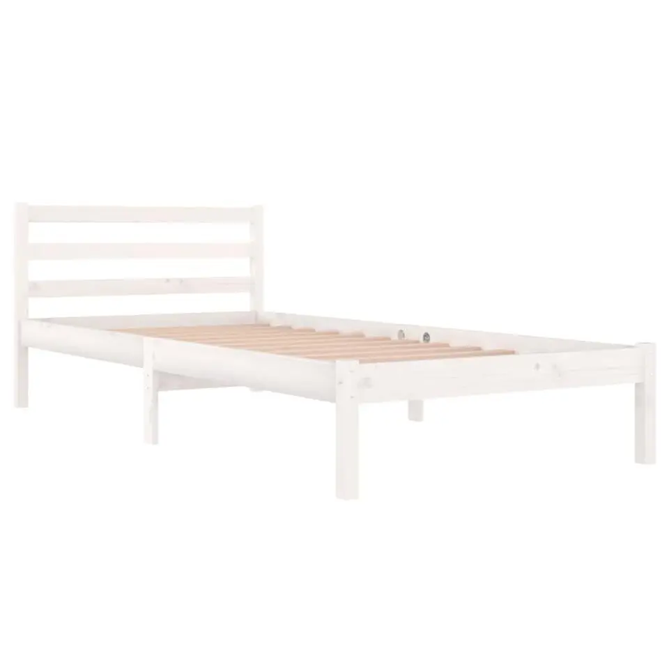 vidaXL - Bed frame met hoofdbord - Wit - Grenenhout - 90x200 cm