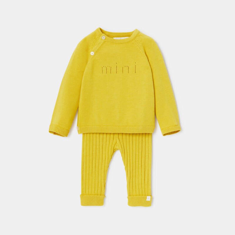 Ensemble en maille fine jaune naissance Absorba Jaune