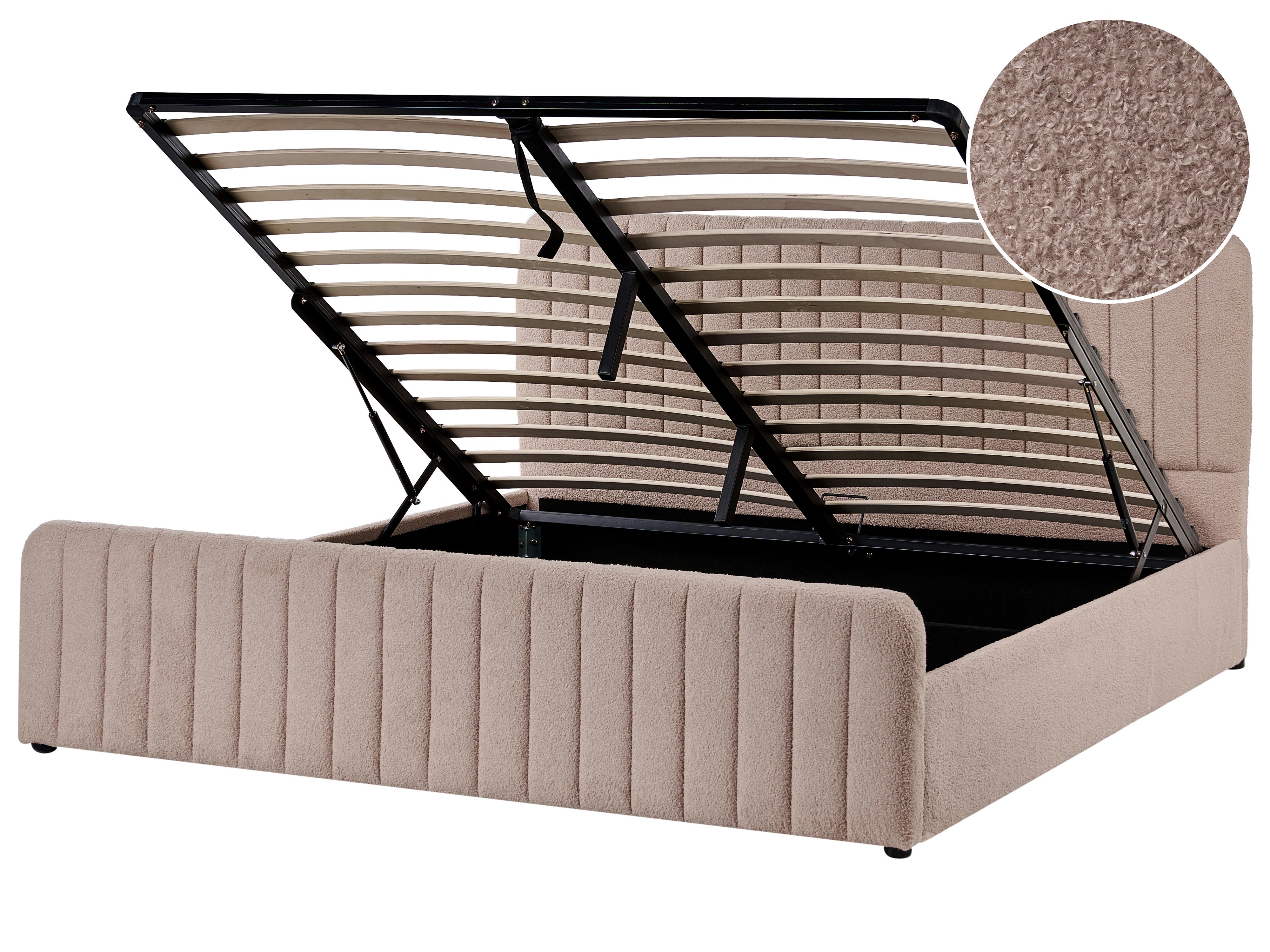Bed met opbergruimte Bouclé LUNAN 180 x 200 cm Taupe