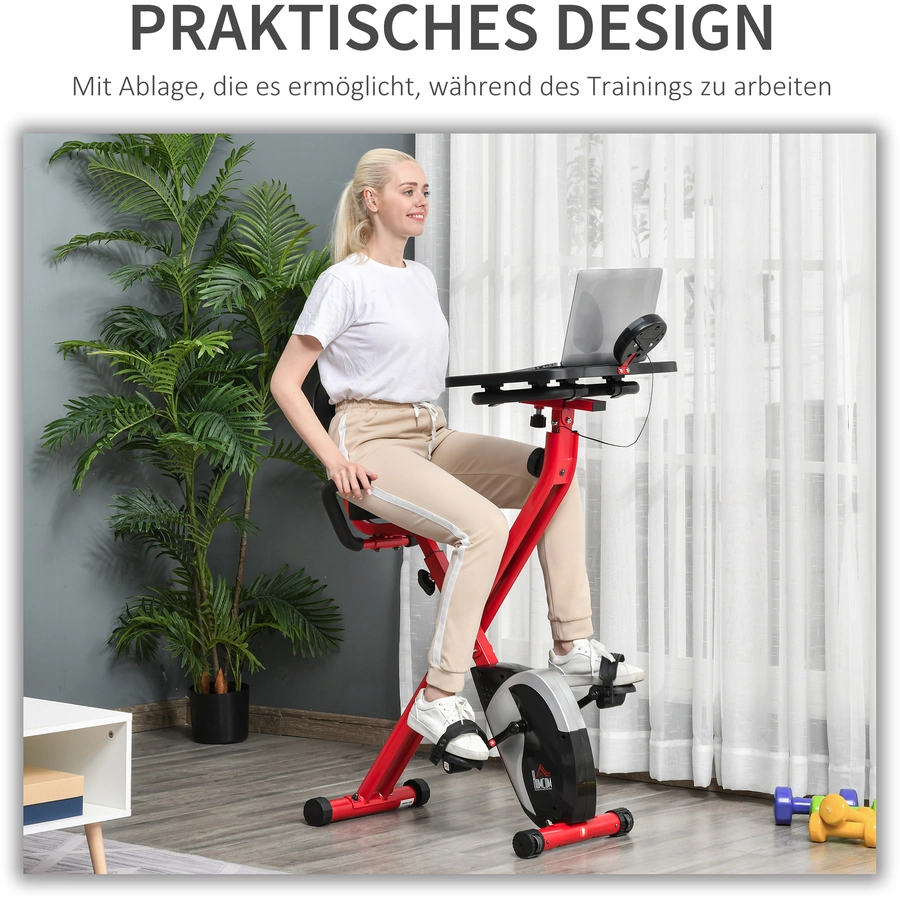 HOMCOM Heimtrainer mit 8 Stufen rot, schwarz