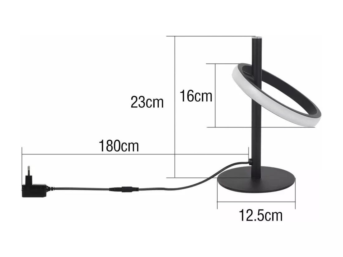 NETTLIFE Lampe de table LED blanche moderne en forme d'anneau, lampe de chevet rotative avec anneaux amovibles 13W
