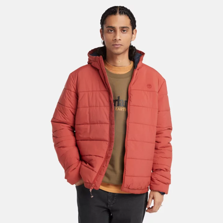 Jaqueta puffer Garfield Thermarange masculina na cor vermelha.